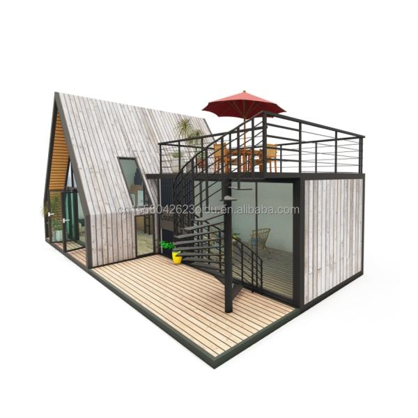 Small Wooden Houses Cabin/Tiny Triangle Shape Steel Structure A-Frame House Kit Chinese Design Style for Hotels and Living