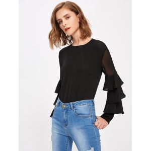 Guangzhou Clothing Factory Office Bell Sleeve Lady Blouse