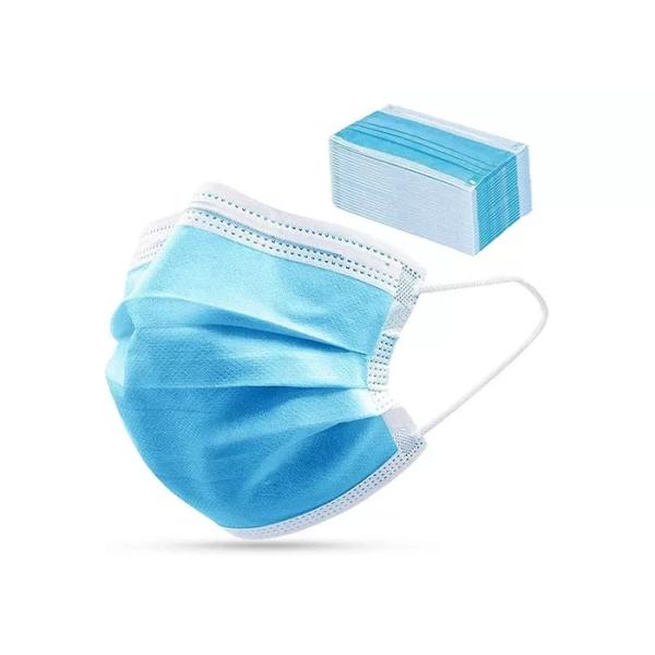 Buy Blue Elastic Wide Earloop Cotton Face Mask Washable Three Layers at wholesale prices