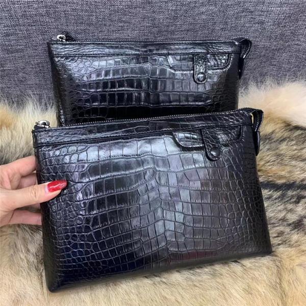 Authentic Crocodile Belly Skin Businessmen Wristlets Bag Clutch Genuine Real