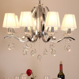 Metal chandelier with glass crystals 6/8 Lights with lampshade (WH-MI-53)