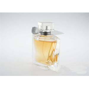 Square Clear Mini Perfume Bottles Empty With Cap , Glass Scent Bottle
