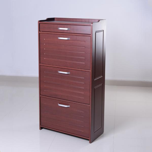 Three Layer European 120*63*30cm Melamine MDF Mirrored Shoe Cabinet