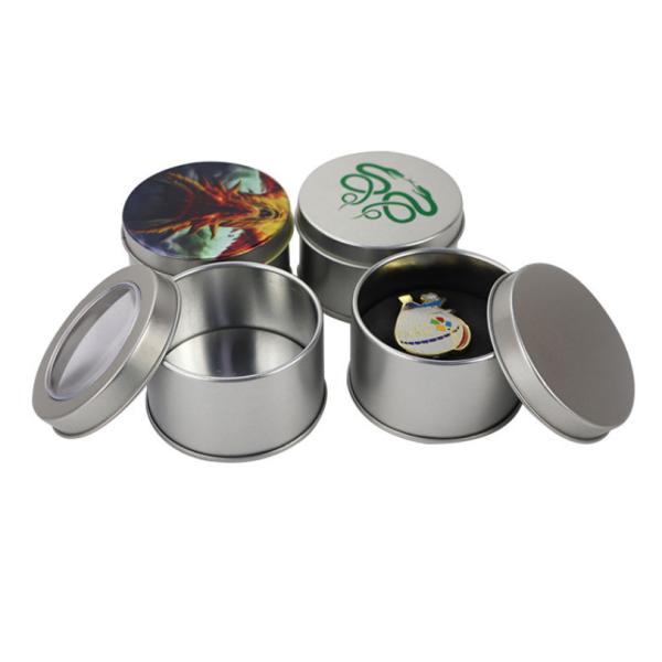 Buy CMYK Round Badge Tin Box Packaging Chocolate Cookie Metal Can Cartoon Pattern at wholesale prices