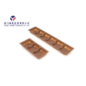 Quality PET Plastic Retail Packaging Boxes Brown Color Rectangle Shape Tray With 3 Caves for sale