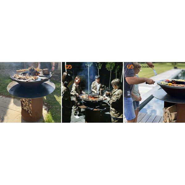 Cooking Plancha Barbecue Outdoor Metal Garden Corten Steel BBQ Smoker Large Barbeque Charcoal Grill