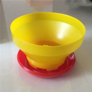 Multifunctional Chicken Turkey Feeder Yellow Plastic With Anti Waste Ring