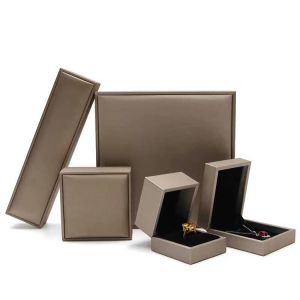 Luxury Wedding Jewelry Ring Storage Gift Box Brushed Leather