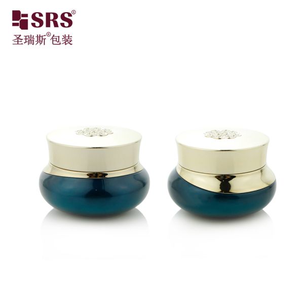 GLG028 50g Luxury Crown Design Painted Custom Color With Metalized Gold Shiny Wholesale Glass Jar For Cream