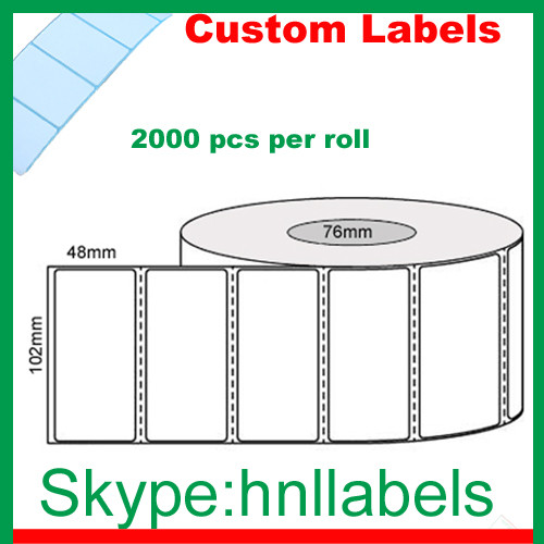 Thermal Transfer Labels 102mmX48mm/1 Plain Transfer Roll Perm Perf 2,000Lpr,76mm