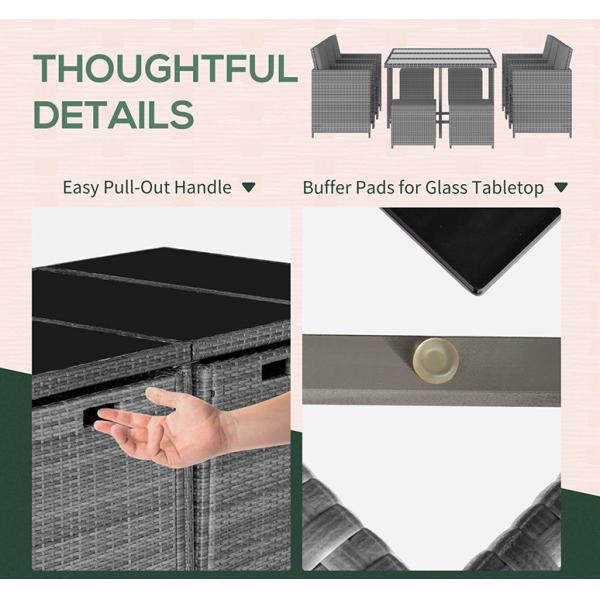 Rattan Wicker Dining Table Furniture Set Metal Lounge Lounger Ottoman Footrest Sofa 11pcs