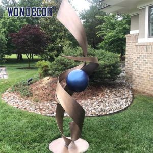 Twisted Stainless Steel Art Sculptures Spiral Gradient Strip Geometric