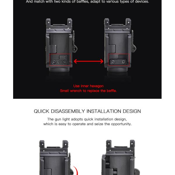 Glock Pistols Guns DC5V USB Hunting Compact LED Flashlight 800lm