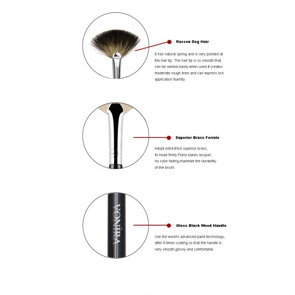 Classic Small Fan High Quality Makeup Brushes Soft And Flexible Natural Raccoon Hair