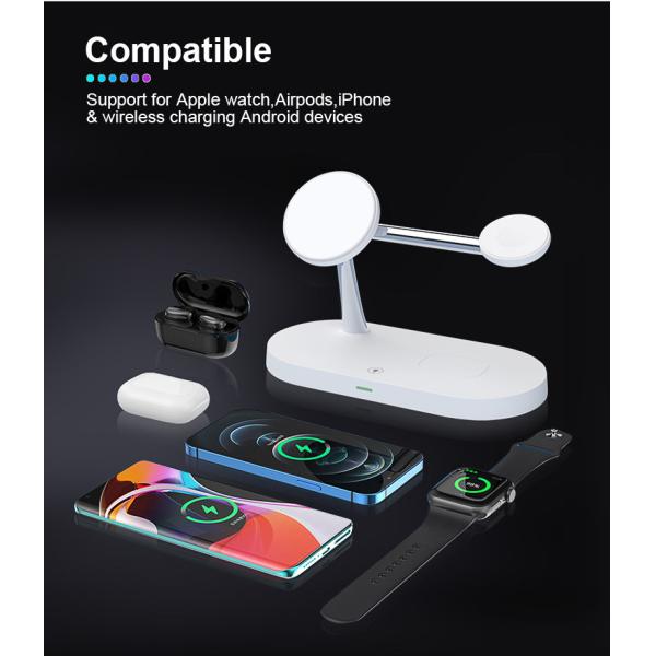 3W Earphone Charging 5-in-1 Magnetic Wireless Charger with USB Output CE/FCC/RoHS Approved