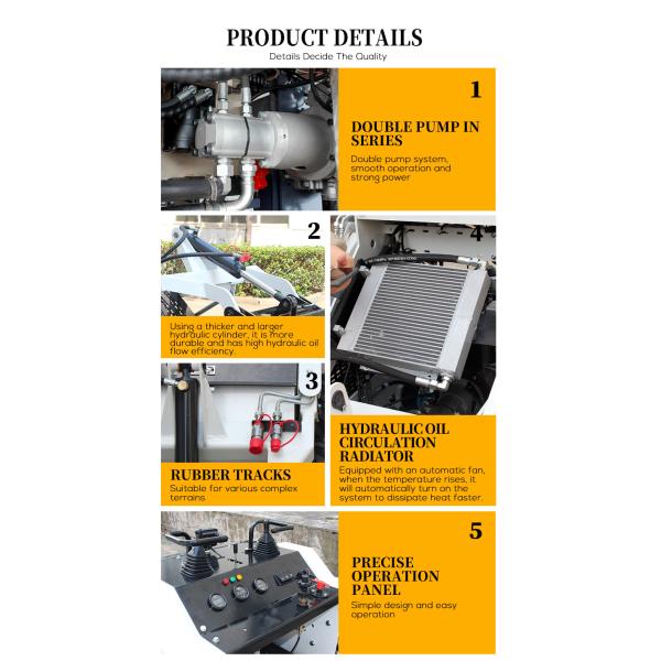 Mini Skid Steer Wheel Loader Stand on Compact Skidsteer for Construction Works