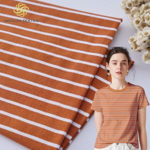 China Plain Jersey 175gsm Striped Knit Cotton Fabric Single Face For T Shirt on sale