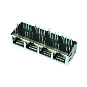 ARJM14A1-811-AB-CW2 Multi - Port Rj45 1X4 Female Connector With G / Y LEDs
