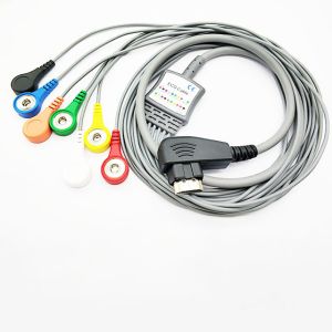 DMS 7 Leads Holter Ecg Cords , HDMI Ecg Cable Connectors Snap Patient Holter Ecg