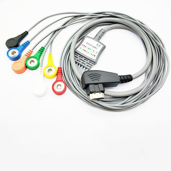DMS 7 Leads Holter Ecg Cords , HDMI Ecg Cable Connectors Snap Patient Holter Ecg