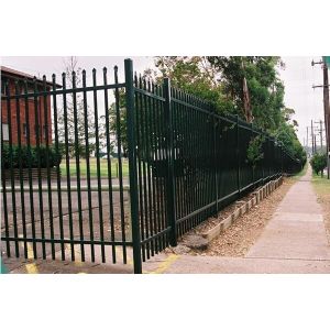 Pressed spear top black powder coated steel fencing / iron fence