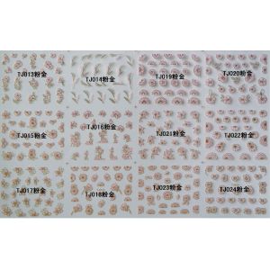 Quality Wholesaler Nail Art Stickers,Nail Art Decals, Water Slide Nail Stickers, (TJ013-024 pink gold) for sale