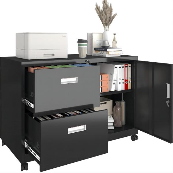 90x45x76CM black color functional mobile cabinet office furniture cabinet used in office warehouse home use