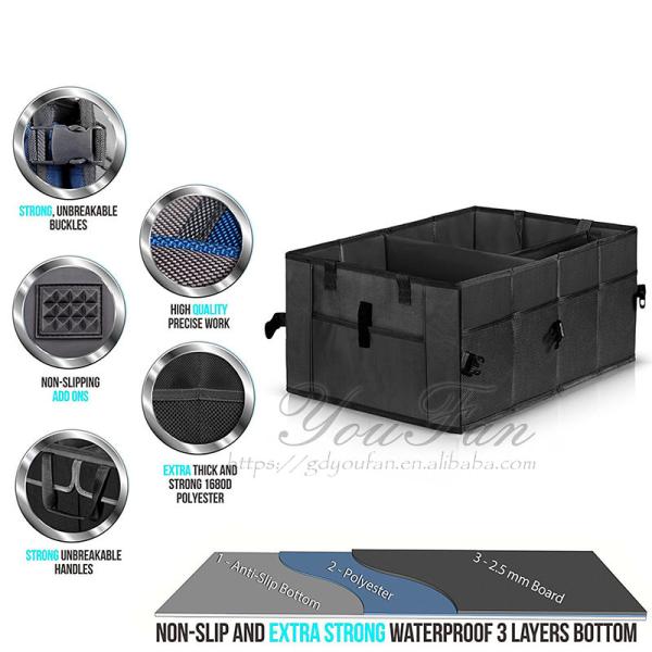Automotive Trunk Storage Organizer With Non Slip Waterproof Bottom