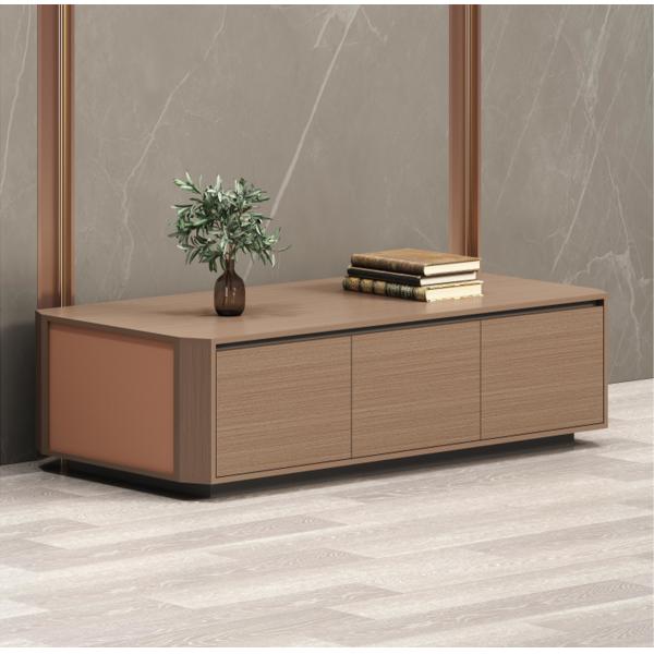 Light Luxury Rectangular Coffee Table Living Room Black Rock Plate Tea Table Simple Saddle Leather Combination Tea Table