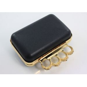 China Gold Knuckle Duster Rectangle Metal Purse Frame 18.5*9.5cm on sale