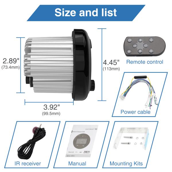 Bluetooth Marine Radio Waterproof Boat Audio Receiver Digital Player With FM AM Radio