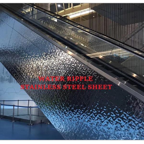 AISI304 Stainless Steel Water Ripple Sheet 4ft*8ft Embossed Sheet Gold Bule Black Brooze Color