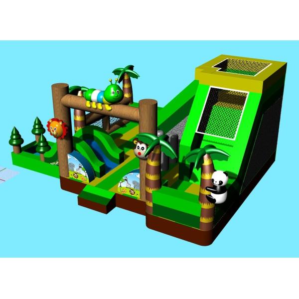 Green Animal Theme Panda Inflatable Amusement Park Toddler Playground Bouncer