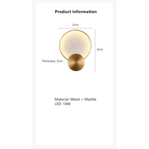 Modern Round Marble LED Wall Lights Living Room Bedside Lighting Fixtures (WH-OR-58)