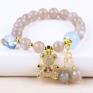 Labradorite / Amethyst Natural Gemstone Bracelet Reduce Negative Energy