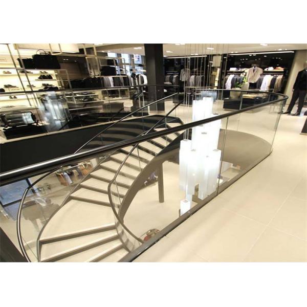 Buy Commercial Stainless Steel Staircase With Tempered Glass Railing PRC-20 at wholesale prices