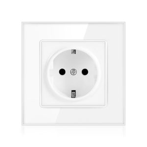 Buy cheap Power Socket,16A EU Standard Electrical Outlet 86mm * 86mm white Crystal Glass from wholesalers