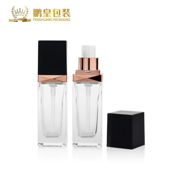Custom Cosmetic Packaging 30ml Square Clear Frosted Empty Foundation Glass