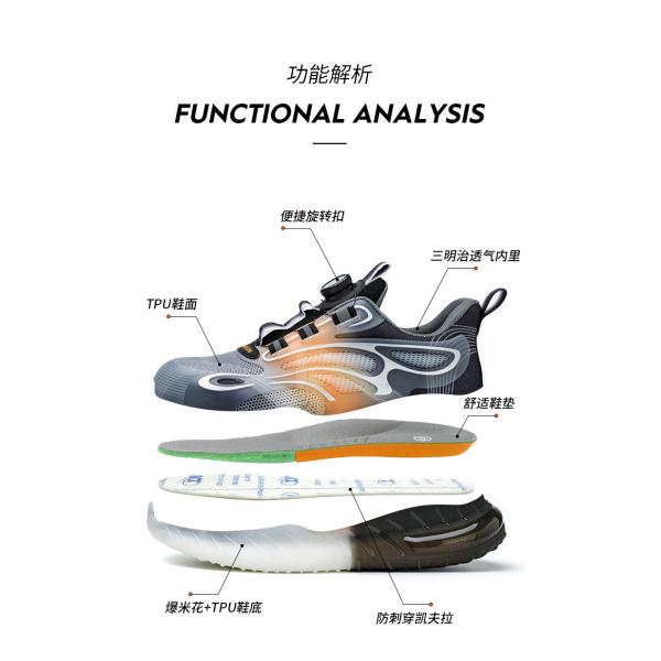 Summer BOA Rotating Button Work Shoes with KPU Flying Knit and Kevlar Anti-stab Safety Features