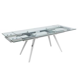 Modern dining room Rectangular Shape Glass Top SS Dining Tables