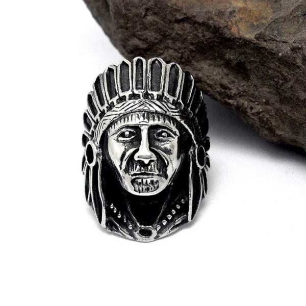 Vintage Old Titanium Stainless Steel Men's Ring Engrave Indian (SA387)