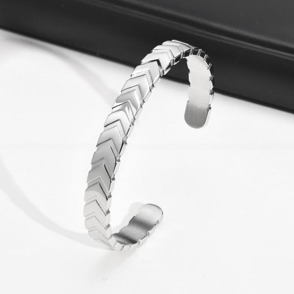 Stainless Steel Arrows Open Metal Cuff Bangle Silver or Black for Boys and Men
