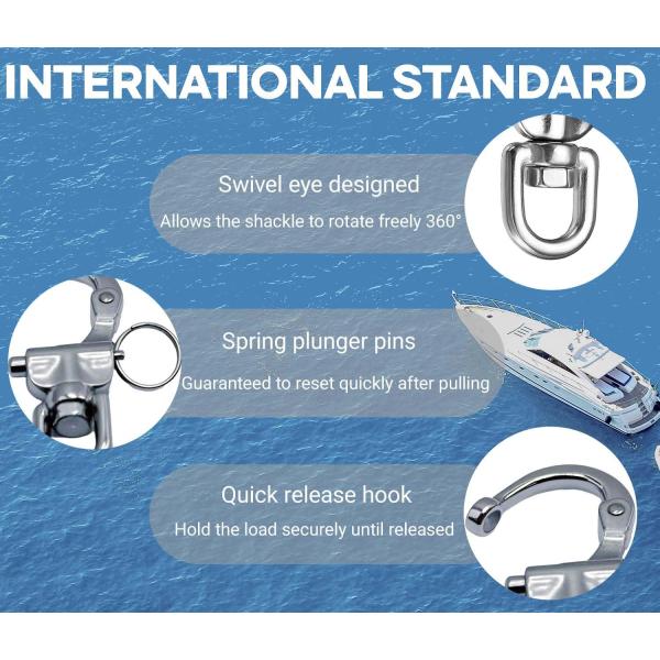 316 Stainless Steel Swivel Eye Snap Shackle 20x65mm