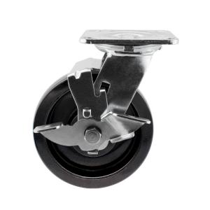 Quality Swivel Plate Heavy Duty Casters Trolley Wheels With Side Lock 125x50mm Black Hard Glass Filled Nylon Wheel for sale