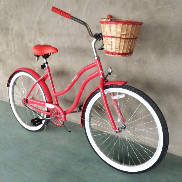 26" Women's Step Thru Beach Cruiser Bike with Single Speed Gears and Aluminum Rims