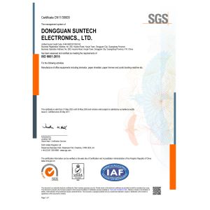 Dongguan Suntech Electronics Co., Ltd. Certifications