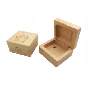 Small Natural Wooden Jewelry Box Hinged DIY Blank