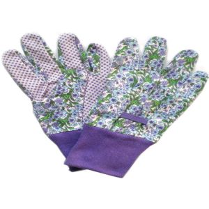 Quality Purple Printed Working Hands Gloves Polar PVC Dots For Women Gardening for sale