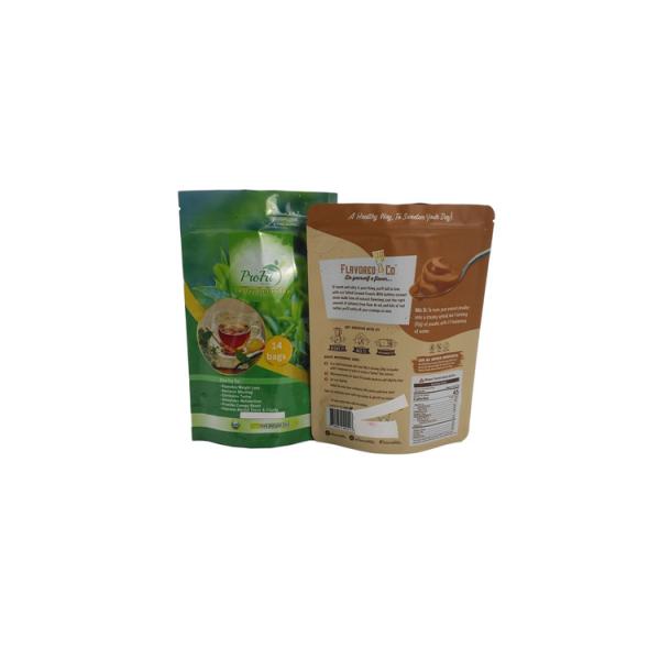 Buy Empty  Stand Up Aluminum Foil Plastic Bag Reusable Heat Sealed Organic Tea Green at wholesale prices