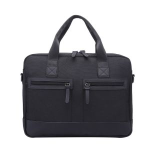 China Nylon  Black Shoulder Mens Leather Laptop Bag 15.6 Inch on sale